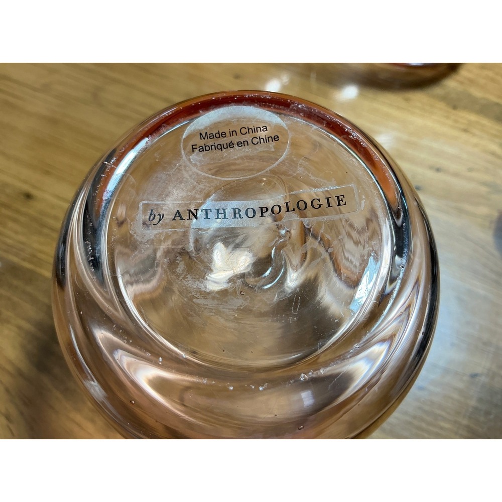 Anthropologie Artois Swirl Glass Tumbler set of 3 Pink Peach Hand Blown - Picture 5 of 5